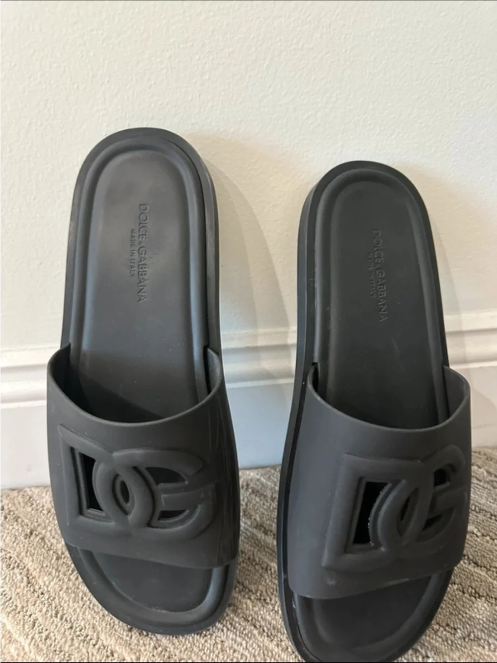Dolce & Gabbana Black Logo Rubber Slide Sandal